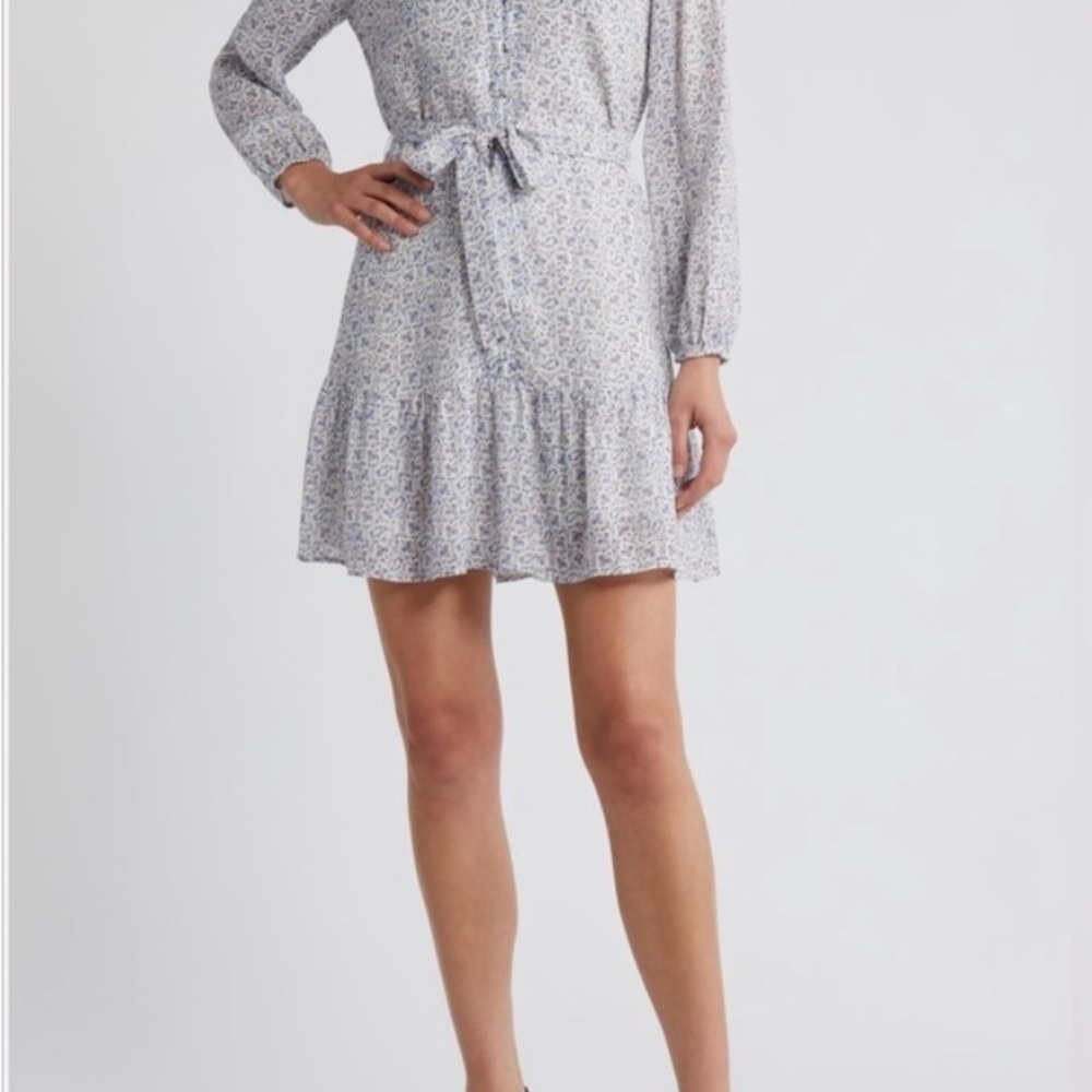 PAIGE Marlyn Blue Floral Long Sleeve Mini Dress